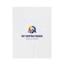 Load image into Gallery viewer, Velveteen Plush Blanket - Gay Camping Friends Logo