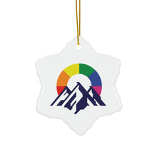 Load image into Gallery viewer, Gay Camping Friends Ceramic Christmas Ornaments - 3 Shapes