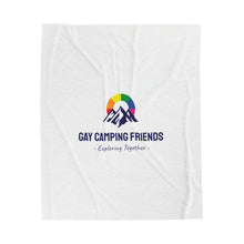 Load image into Gallery viewer, Velveteen Plush Blanket - Gay Camping Friends Logo
