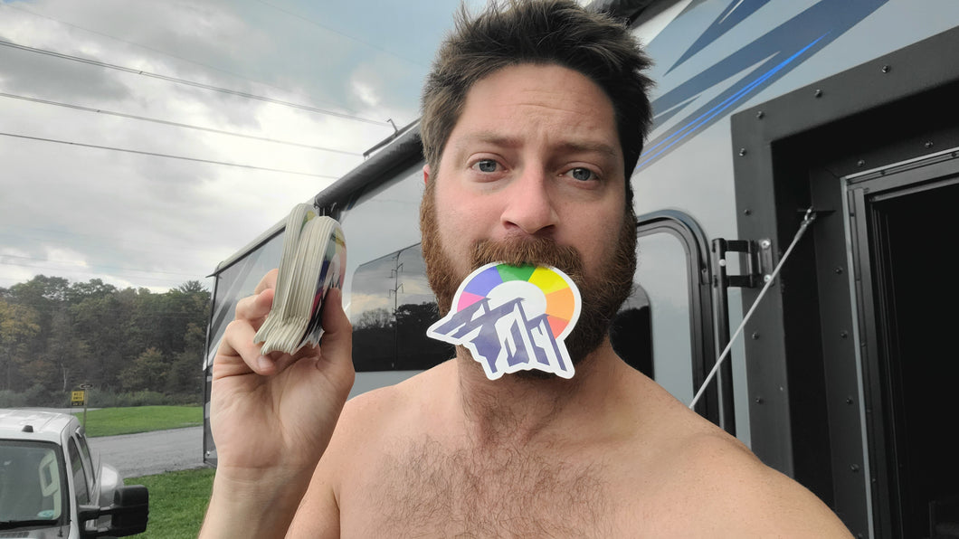 Gay Camping Friends Sticker (Donation)